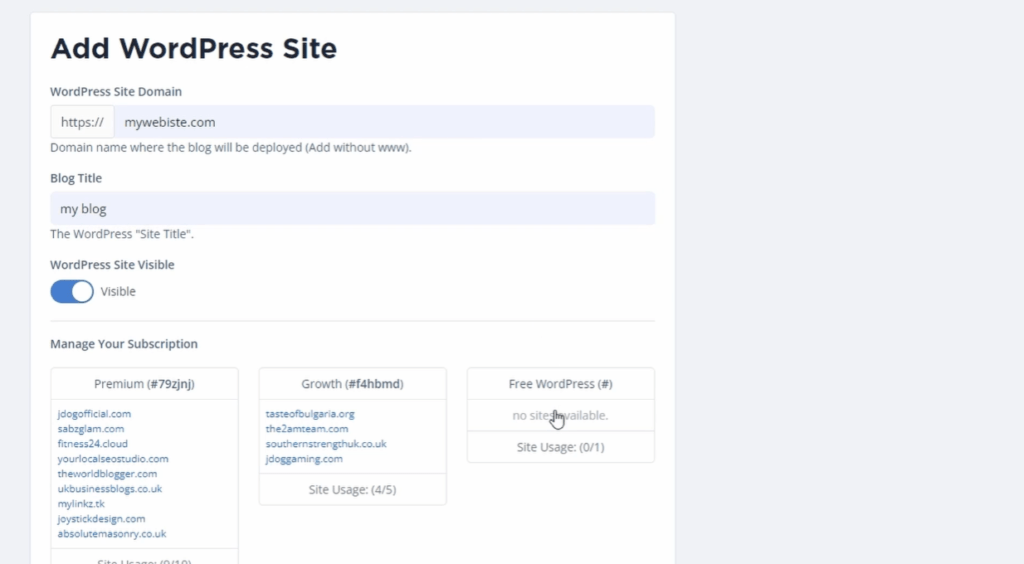 install free wordpress hosting website or blog