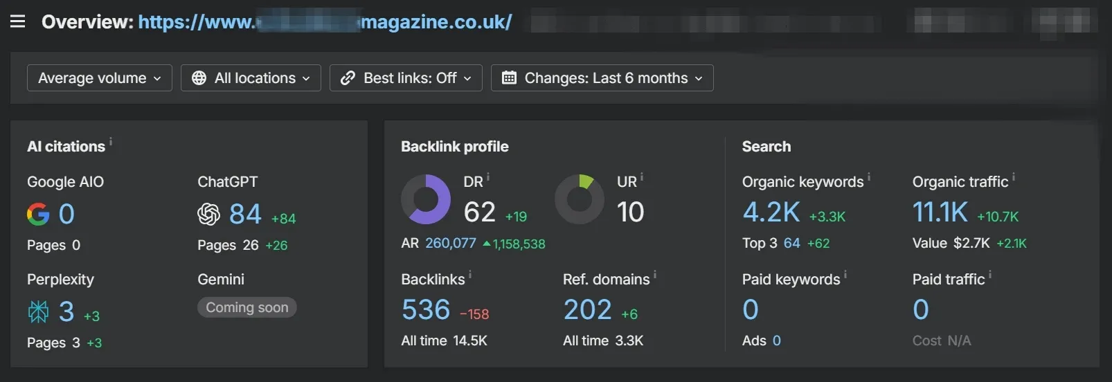 Domain Rating and Traffic Example 3